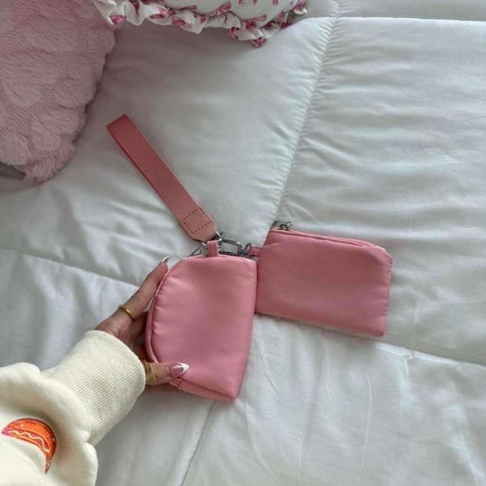 pink keychain + with wallets